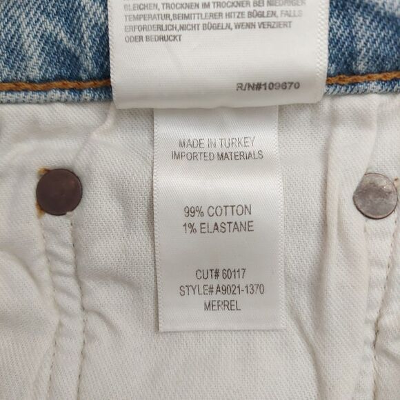 Agolde Merrel Jeans Women 25 Light Blue Cotton Blend Stretch Mid Rise Raw Hem - Picture 10 of 12